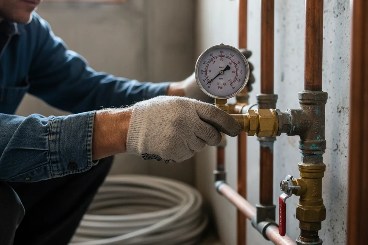 Pressure testing a repaired line during Water Line Repair in Leander